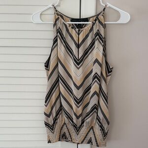 White House Black Market Chevron Sleeveless Blouse - Black, Tan, Cream